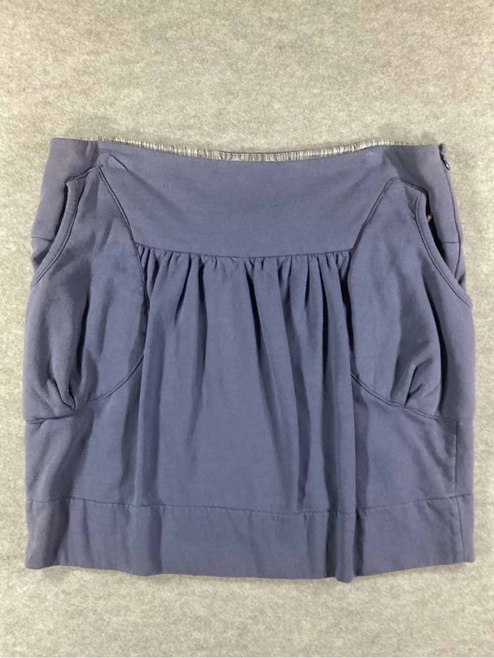 Allihop Anthropologie Gathered Pocket Mini Skirt in Dusty Blue